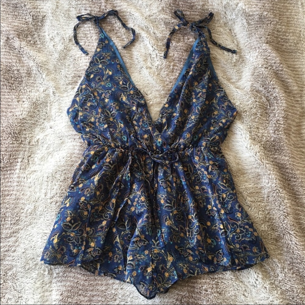 BAND OF GYPSY Style Blue Vaca Romper